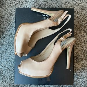 Nude Guess Leather Heels 6.5